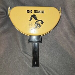 Vintage Good Morning Rooster Folding Omelet Pan Yellow Retro Hinged Skillet